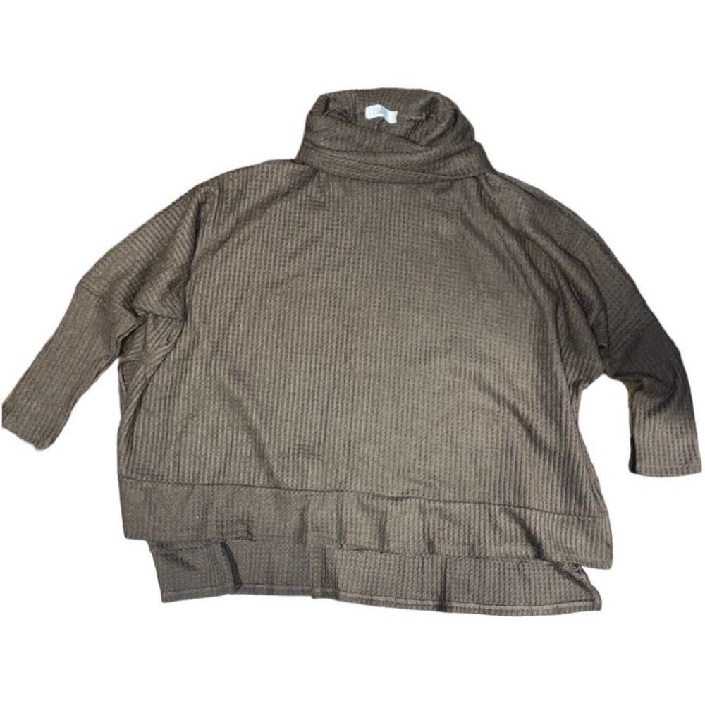 Talulah Women’s Brown Oversized Waffle Knit Top Cowl Neck Long Sleeve Size Small